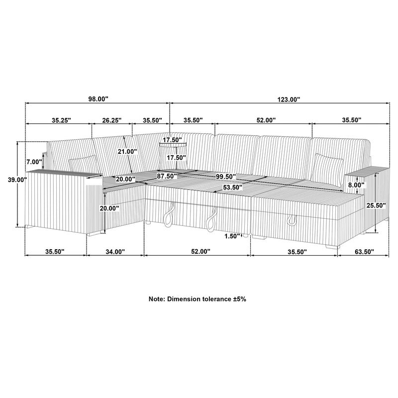 Devonshire Pull-Out Sleeper Sectional Sofa