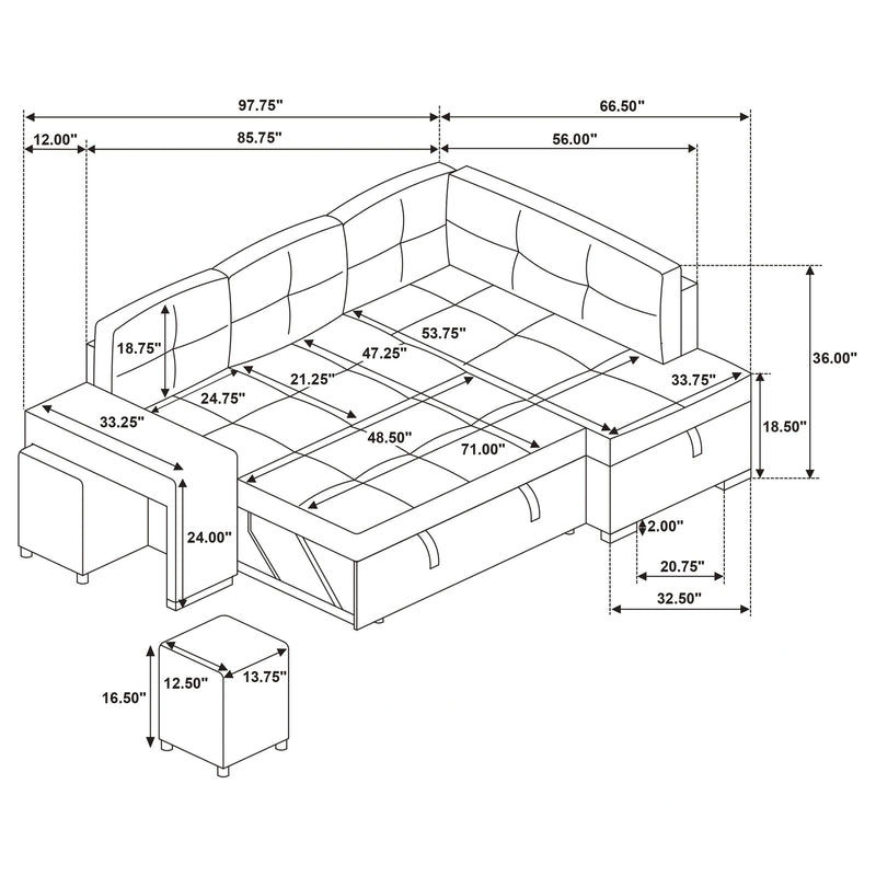 Roanne Pull-Out Sleeper Sectional Sofa