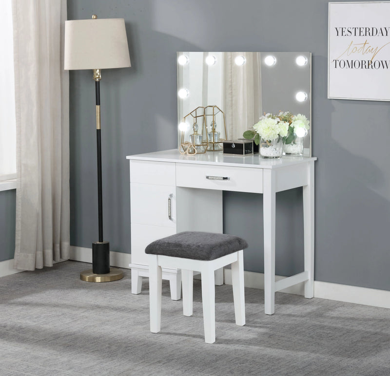 Elijah Makeup Vanity Table with LED Mirror and Stool